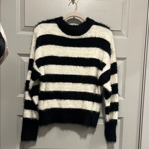 Black and White Striped Women's Sweater